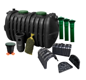 Oczyszczalnia dwukomorowa z filtrem z drenażem tunelowym - 12 tuneli 300L o pojemności 4000 l  dla 6-8 osób.